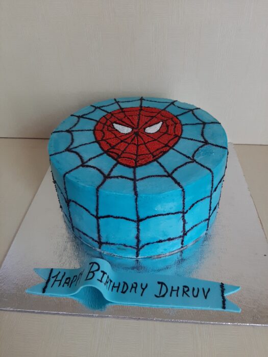 Eggless vanilla cake (spiderman cake)